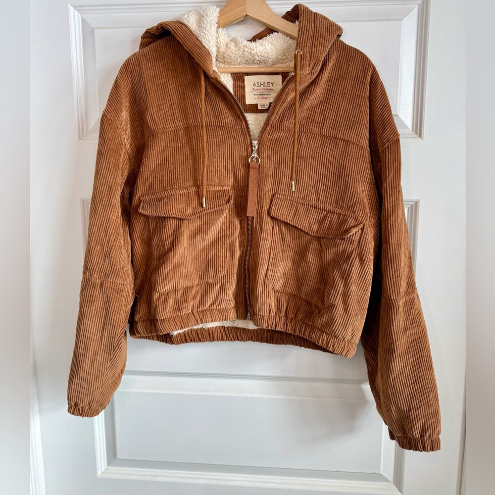 Ashley By 26 International Tan Corduroy Utility Jacket